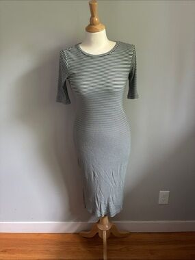 GAP Green& White Striped Midi Bodycon Dress